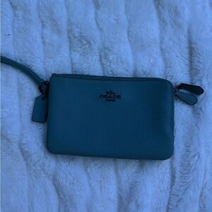 Coach Teal Leather Wristlet
